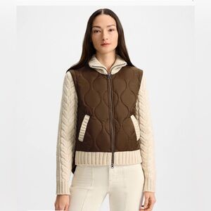 Veronica Beard Patra Knit-Sleeve Quilted Jacket Size Medium